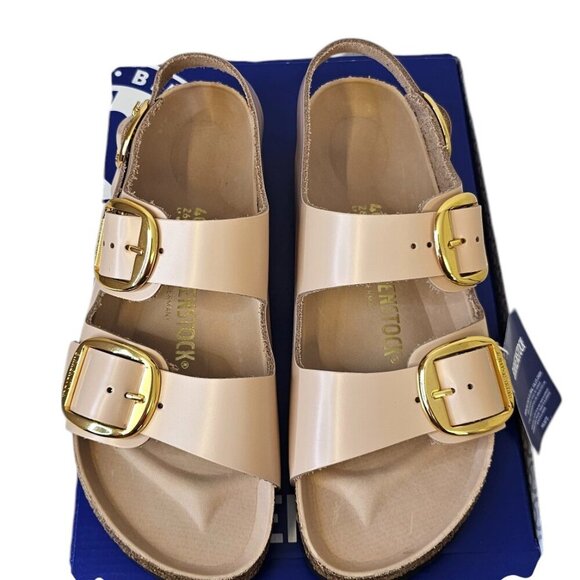 Birkenstock Womens Milano Big Buckle High Shine, New Beige, Narrow, 40 / US 9 - Picture 6 of 8